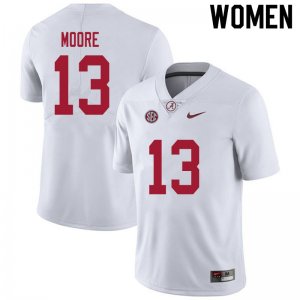 NCAA Women's Alabama Crimson Tide #13 Malachi Moore Stitched College 2020 Nike Authentic White Football Jersey FW17S17CQ
